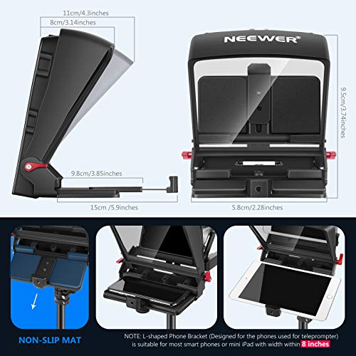 Neewer X1 Mini Teleprompter, 8" Tragbarer Teleprompter für iPad Tablet Smartphone DSLR-Kameras mit Fernbedienung, App-kompatibel mit iOS/Android für Online-Unterricht/Vlogging/Live-Streaming - Image 4