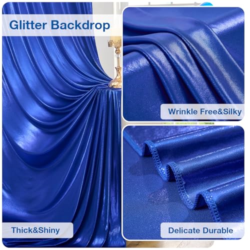 Image of 20x10 Wrinkle Free Royal Blue Sequin Backdrop Curtain for Parties-Thick Not Fall-Off Glitter Backdrop Drapes-4 Panels 5x10ft Shimmer Photo Back Drop Cloth for Wedding Birthday Photography Background
