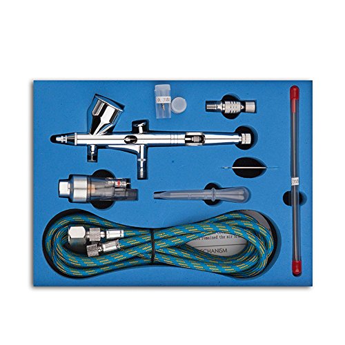 Pinkiou Double Action Airbrush Kit Air Brush Spray Gun With 0.3Mm/0.2Mm/0.5Mm Needles And Air Hose For Temporary Tattoo Nail Art Car Hobby #TOP6