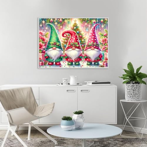 Image of Gnome Stamped Cross Stitch Kits for Adults -Christmas Embroidery Kits for Beginners Adults,11 CT Patterns Dimensions Counted Cross Stitch Kits for Adults Arts Craft 12x16 inch