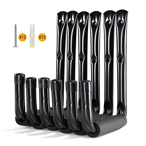 Garage Storage Hooks Heavy Duty, 6 Inch Utility Wall Mount Hanging Garage Tool Organizers For Ladders, Chairs, Bicycles, Garden Tools And Bulk Items [6 Pack Black] #TOP7