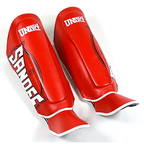 Muay Thai Shin Guards absorbant les chocs Sandee Cool-Tec Junior protège-tibia rouge