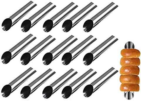 KCHENSUPLY 15Pcs Cream Horn Molds Stainless Steel Cannoli Tubes 5 inch Large Non-stick Cannoli Forms for Pastry Cake Croissant Shell Cream Danish Durable Kitchen Baking Accessories