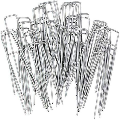 G&B Premium Extra-Durable 4/2.9mm U-Shaped Galvanised Garden Securing Pegs for Securely Fixing Landscape Fabric, Outdoor Netting, Weed Barrier Membrane, Ground Sheets & Exterior Fleece (40)