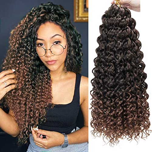 18Inch Gogo Curl Crochet Hair Bohemian Crochet Braids Ombre Brown Deep Wave Braiding Hair Extensions (5Packs,1B/30) #TOP9