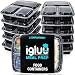 Produktbild Igluu Meal Prep Boxen mit Deckel (10er-Pack) - wiederverwendbar, mikrowellen-, gefrier-, spülmaschinengeeignet, stapelbar - 946ml Fassungsvermögen - 3 großes Fach - aus BPA-freiem Kunststoff