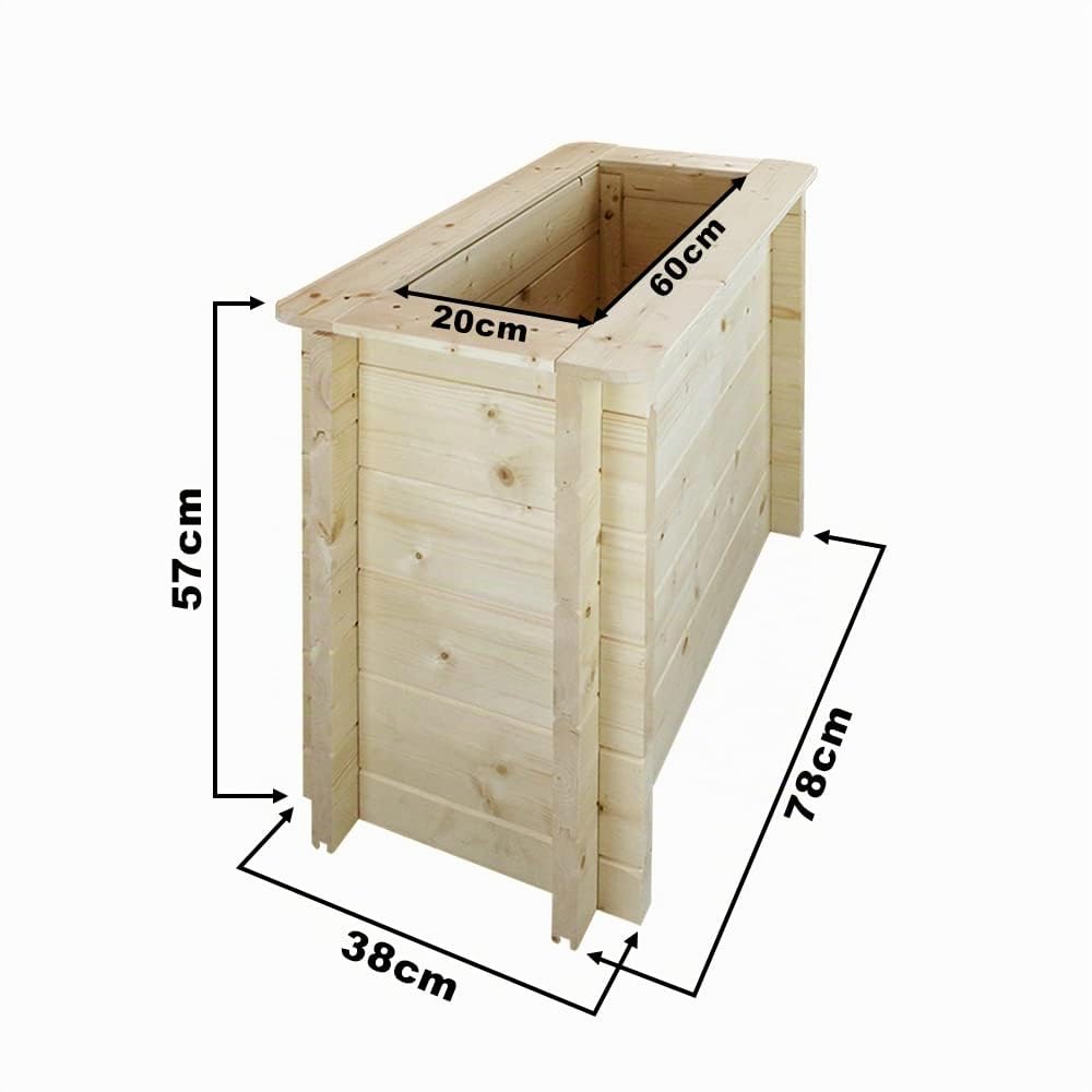 TIMBELA Carre Potager Exterieur Bois - Jardinieres Exterieur pour Jardin, Balcon, Terrasse – pour Fleurs, Herbes aromatiques, Légumes- Bois Massif pin/épicéa 28 mm, 78x38xH57 cm, M612