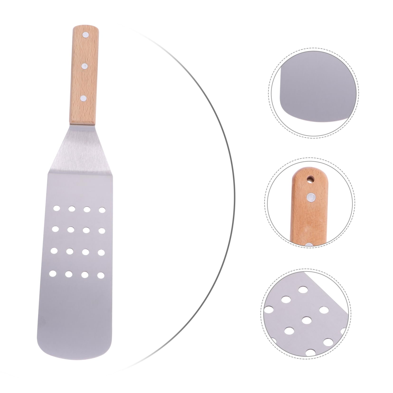 LABRIMP Espátulas Fácil de Lavar y Deslizar Mango de Madera Juego de 5 de Acero Inoxidable Accesorio Adecuado para Preparar Filetes y Pizzas para Cocina bajo Pizza