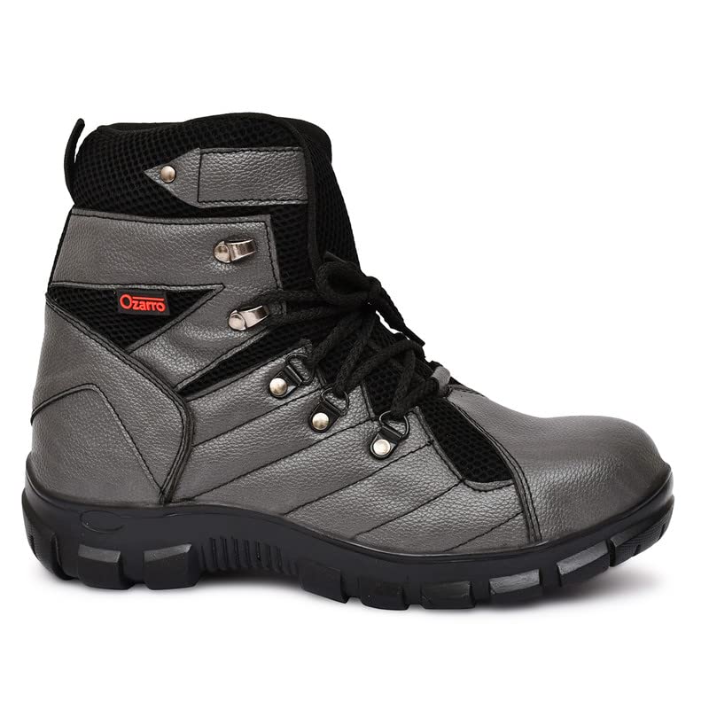 Image of Ozarro Grey Genuine Leather Steel Toe Safety Shoes (S4443)