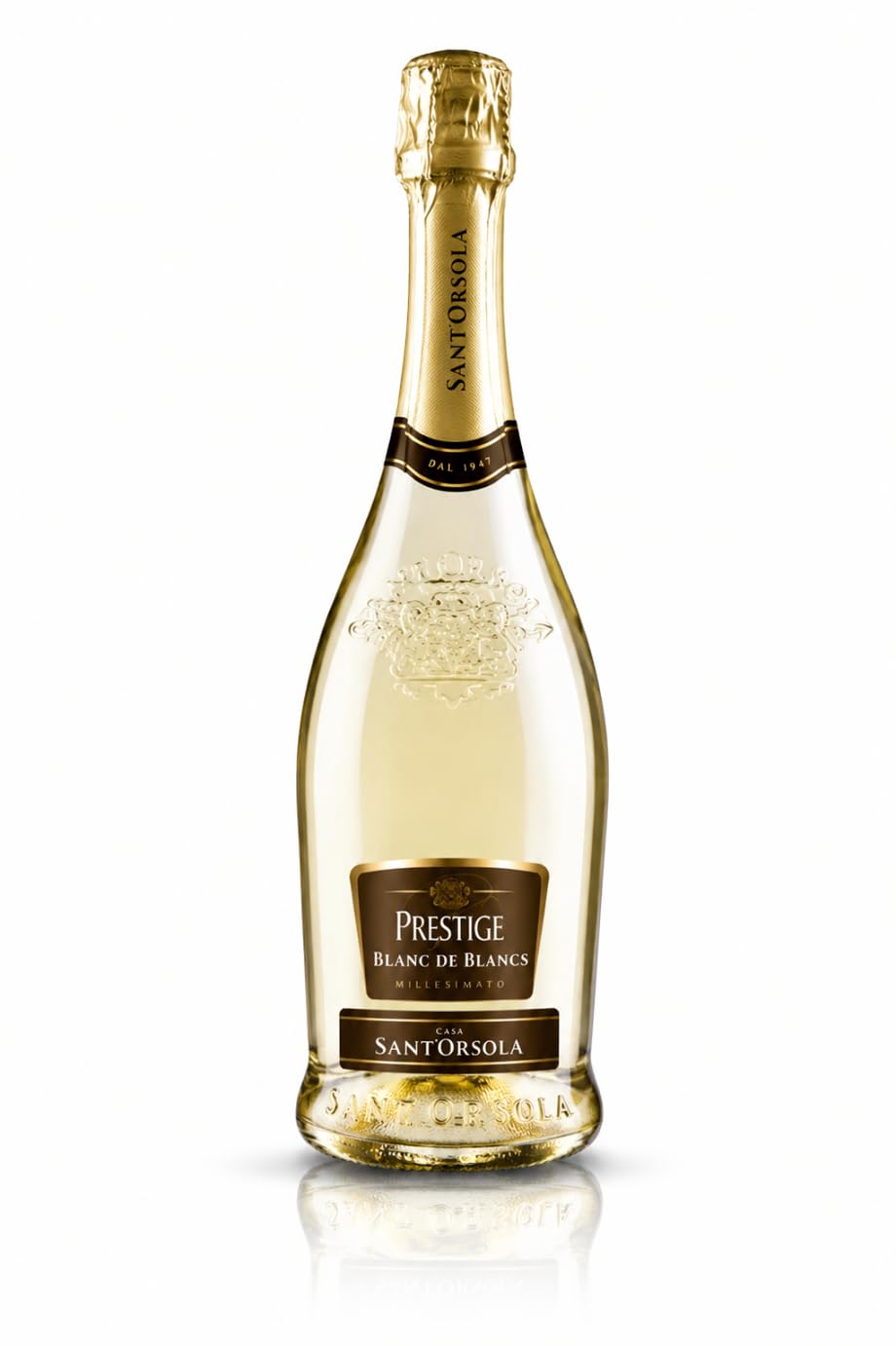 Sant'Orsola Spumante Cuvee Blanc de Blanc Brut Prestige Sec Vin Petillant Italien Set de 6 Bouteilles x 75 cl 4.5 L 1 Unité (l'emballage peut varier)