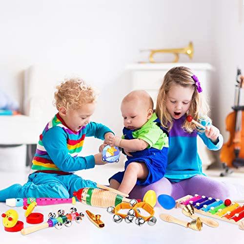 iBaseToy Toddler Instruments, Toddler Musical Instrument Set Kids Instruments for Kids Preschool Education, 16 Types 23pcs Musical Toys Set for Boys and Girls with Storage Bag