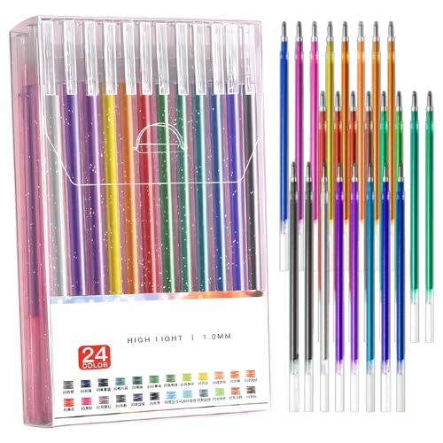 MOTIBACK Bolígrafos de gel con purpurina, bolígrafos de gel con purpurina de colores con minas de repuesto a juego, bolígrafos de purpurina para adultos para marcar, dibujar, escribir