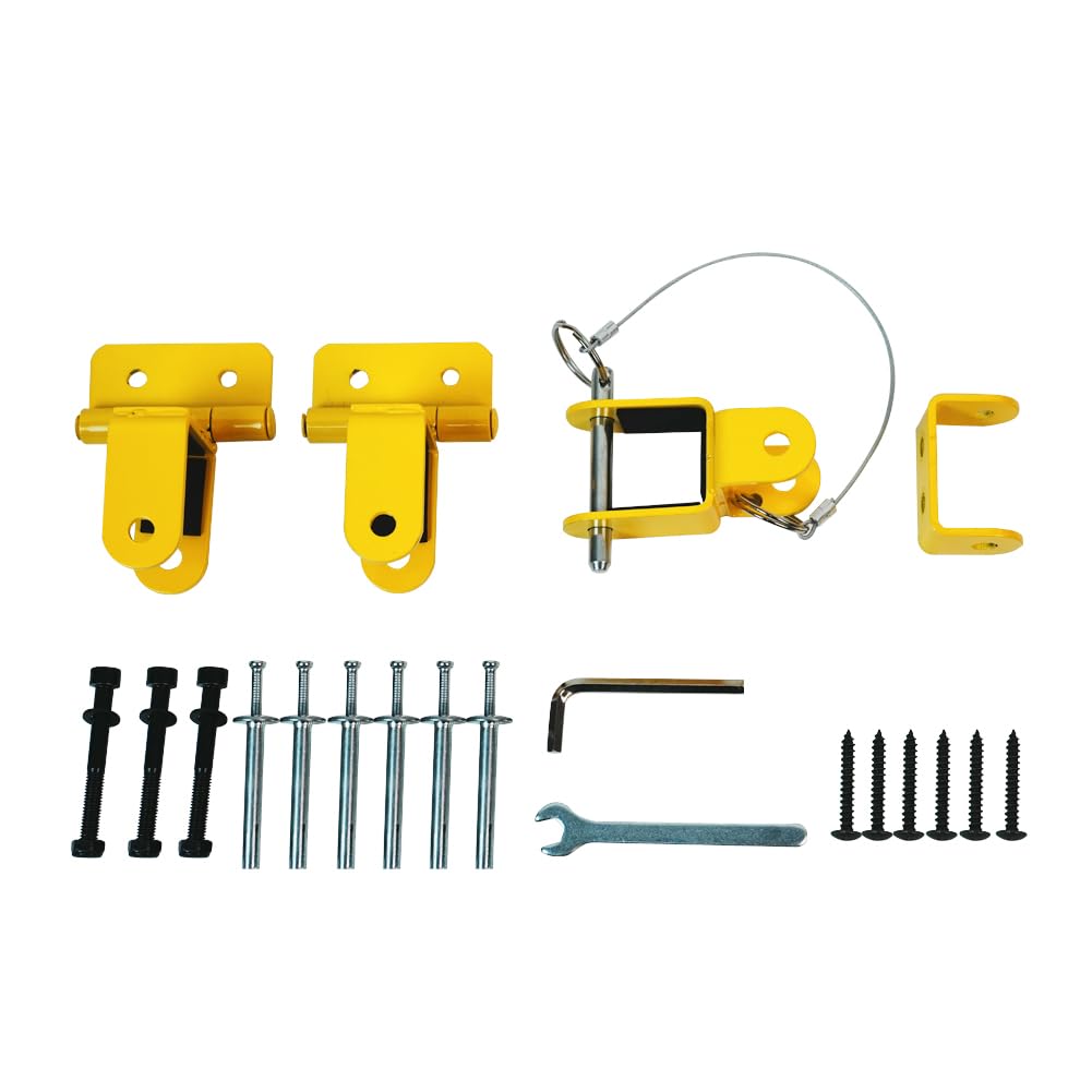 Expandable Barricade Fixing Clips, Connecting Gate to Barrier, Latch Design, Yellow, Suitable for 30 * 30cm Side Columns for Indoor Security, Garage, Shopping Mall, Warehouse