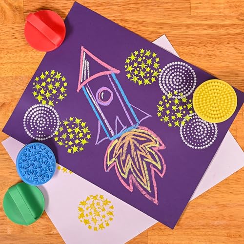 READY 2 LEARN Paint and Clay Palm Printers - Set of 4 - Arts and Crafts Rubber Stampers for Kids - DIY Patterns and Effects