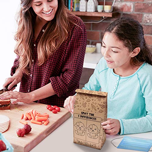 Kids Brown Paper Bags - Lunch Notes For Kids Via Printed Jokes And Games Eco Friendly Food Safe 50Pc Kraft Paper Lunch Bags For Everyday Lunch, Snack, Sandwich, Biodegradable Food Safe Paper #TOP1