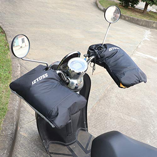 Pruie Luvas para guidão de motocicleta, à prova de vento, à prova d'água, luvas para guidão, preto