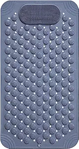 JUGTE Anti Skid Mat for Bathroom Floor Shower mats for Bathroom Anti Slip with Foot Scrubber Bath mat Anti Slip with Suction Cups & Drain Holes (70x35 Cm) (Grey)