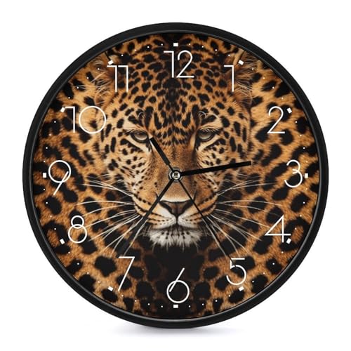 Horloge murale léopard lisible et silencieuse pour rompre le bruit