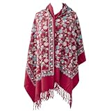 GILFASHE Women’s Elegant Embroidered Floral Vine Pashmina Shawl – Soft Winter Scarf with Fringe, Wedding Evening Wrap & Gift