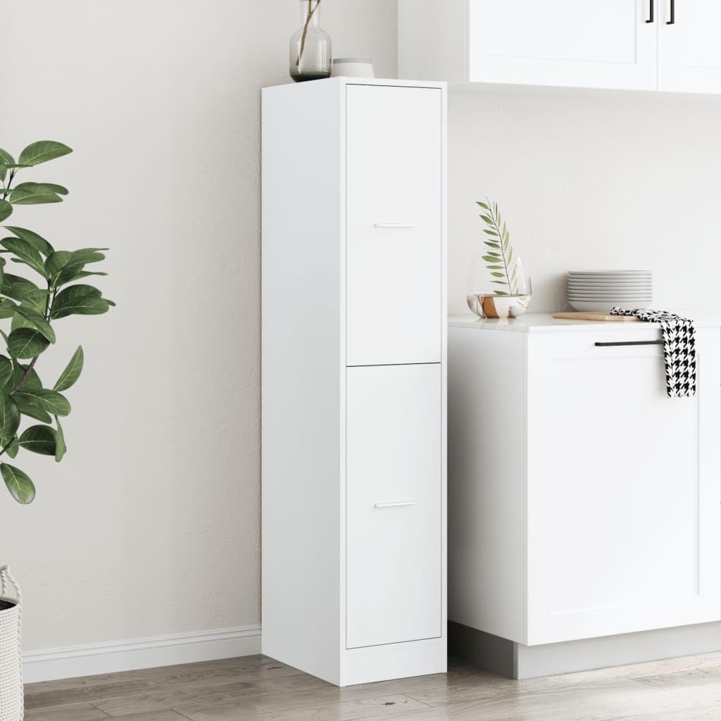 Armoire à pharmacie blanche 30 x 41 x 144,5 cm - En matériau dérivé du bois - Commode avec tiroirs - Armoire de cuisine - Armoire de rangement d'appoint pour salon, couloir, cuisine