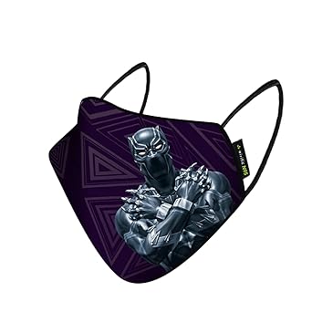 Airific Marvel Black Panther N95 Washable and Reusable Mask FFP2, 3 Layer, Designer Face and Pollution Mask for Kids and Adults Nano Technology Filter (Small)