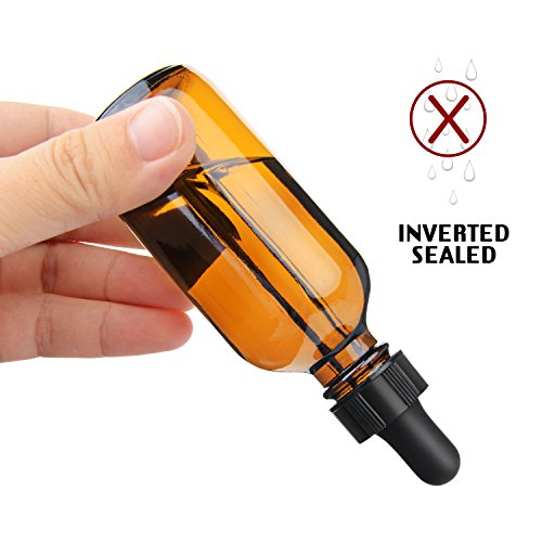 Yesker Amber Glass Bottles (Pack Of 6) For Essential Oils With Glass Eye Dropper, 2 Ounce Capacity #TOP4