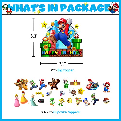 25 Pcs Birthday Cake Topper And Cupcake Toppers Set,Birthday Party Supplies For Kids Boys,Birthday Cake Decorations #TOP1