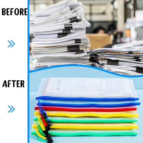 Bolsas de malla con cremallera impermeables, carpetas de plástico para documentos compactas 7