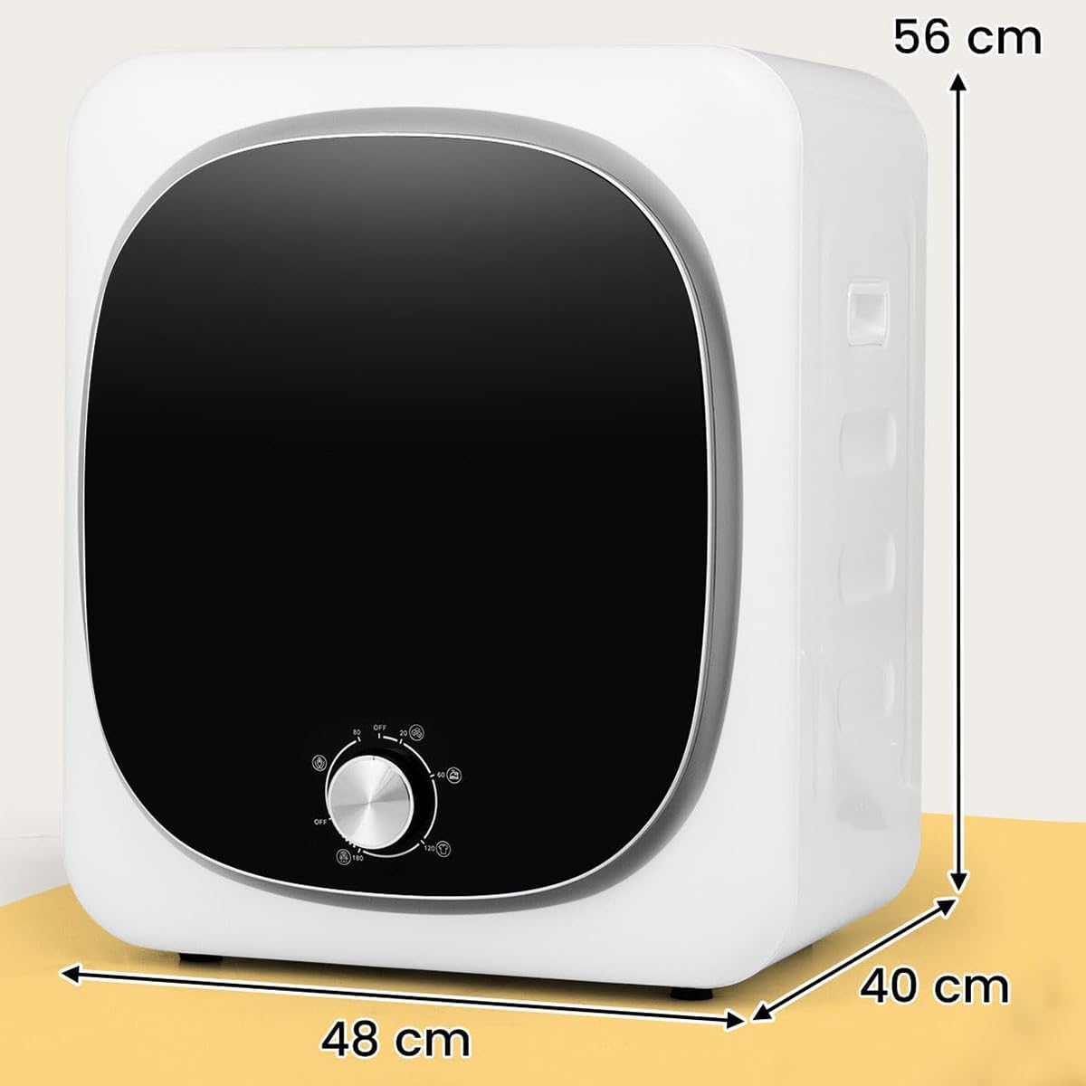 Small Vented Tumble Dryer, 4KG Countertop/Wall Mounted Clothes Dryer Machine, 5 Modes and 180mins Timer