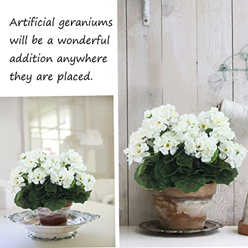 Cisdueo 2 Pcs Artificial Geraniums For Outdoor Silk Flowers White Artificial Geranium Bush Faux Flowers Geraniums For Floral Home Decor Indoor Garden Patio Grave Cemetary Vase Table Centerpiece #TOP2