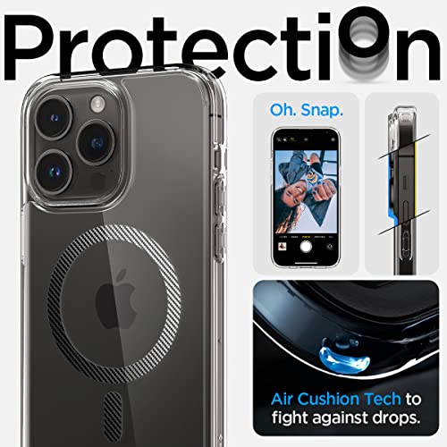 Image of Spigen Ultra Hybrid MagFit Back Cover Case for iPhone 14 Pro, MagSafe Compatible, Air Cushion Technology - PC+TPU | Carbon Fiber