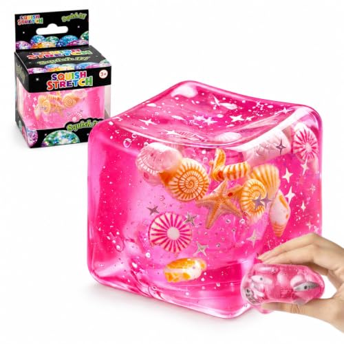 Image of ZIBUYU 5cm Ice Cube Squishy Stress, Sensory Fidget Tool with Marine Shells