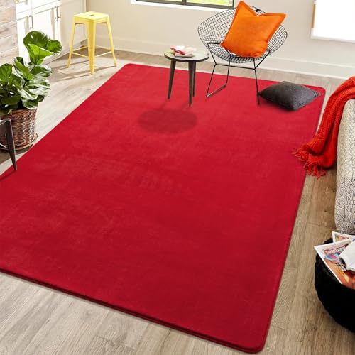 Alfombra Softlife roja antideslizante 6x9 pies suave y lavable miniatura 4