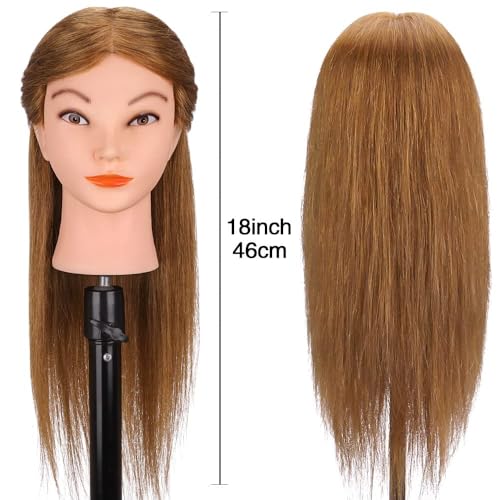 Miniatura 7 de Cabeza Maniqui Peluqueria, Topdirect 18 46cm 100 Cabello Humano Real Cabeza De Maniquí Para Peinar Practicas Formación Muñeca De La Cosmetología Con Soporte De Mesa Accesorios Pelo Niña