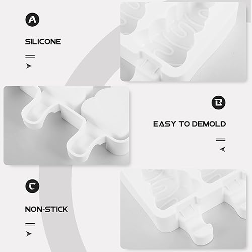 Miniatura 8 de YARNOW Moldes para paletas de hielo para árbol de Navidad, bandejas reutilizables de 4 ranuras para paletas con moldeador de fácil liberación, molde