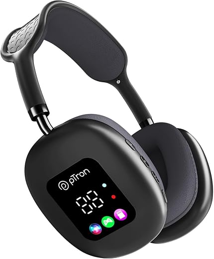 pTron Studio Pixel, 70hrs Playtime, Wireless Over Ear Headphones w/HD Mic, TruTalk AI-ENC Calls, 40mm Drivers, Pristine So...