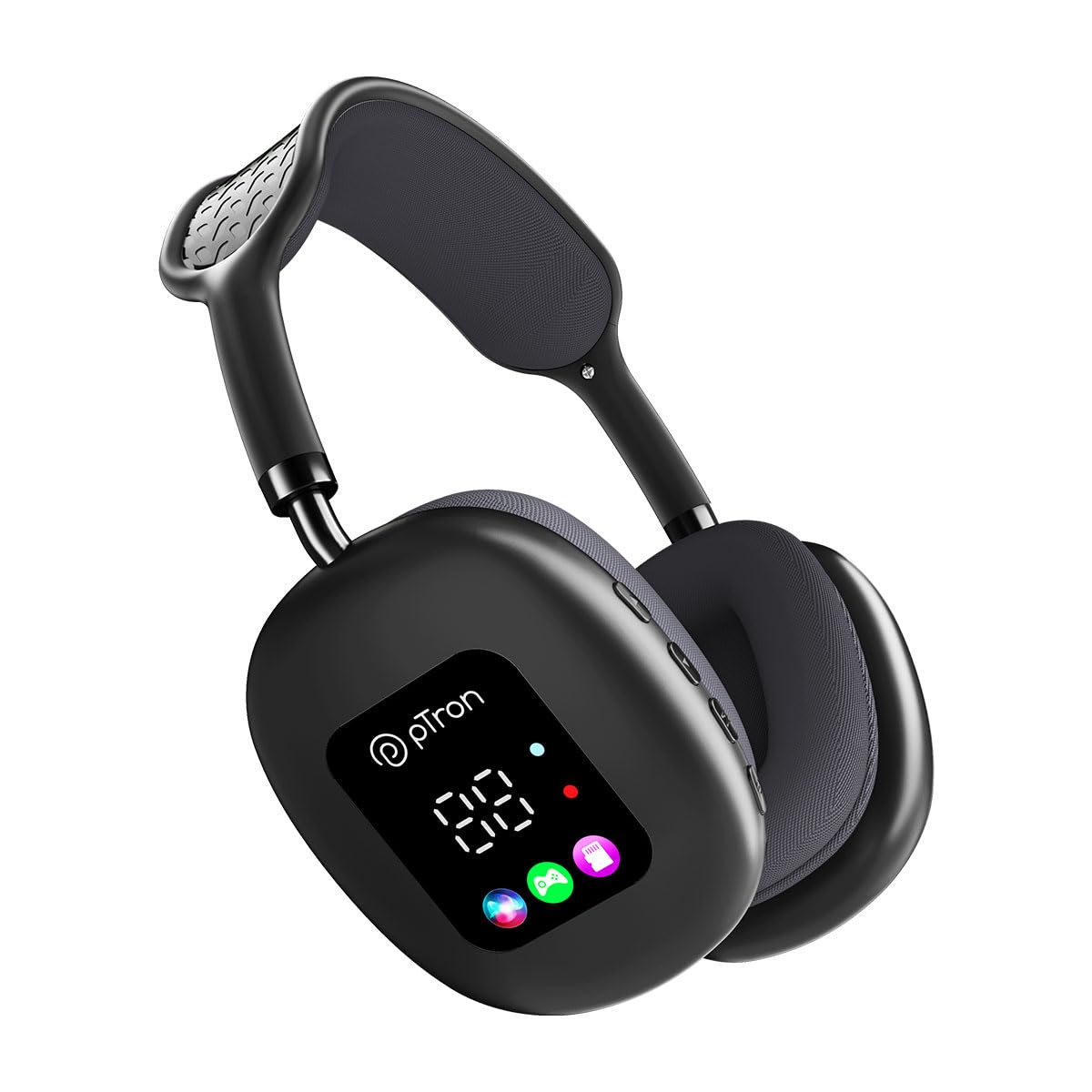 pTron Studio Pixel, 70hrs Playtime, Wireless Over Ear Headphones w/HD Mic, TruTalk AI-ENC Calls, 40mm Drivers, Pristine So...