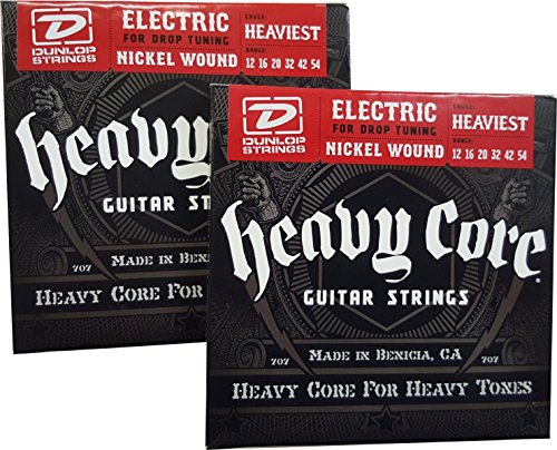 Cordes guitare électrique Dunlop Heavy Core 12-54 lot de 2 résout la casse en concert