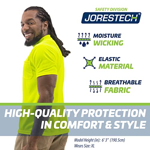 JORESTECH Safety High Visibility Orange or Yellow Short Sleeve Work T Shirt with Chest Pocket, Moisture Wicking Fabric4