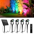 ZYAN Solar Landscape Spotlights Outdoor, Auto On/Off & IP65 Waterproof, LED Spot Lights for Garden, Pathway, Tree, Yard Warm White/RGB Color (Multi-Colored, 4 Pack)