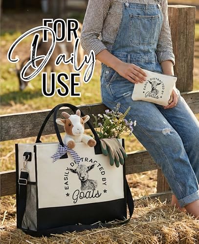 Bolsa Tote de Lona con Diseño de Cabra para Mujeres miniatura 3