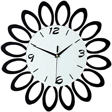 NYDZ DIY Wall Clock Silent Watch Extra Large Handmade Sunflower Wall Clock, Wall-Mounted Hanging Clock Decoration (color : Black)