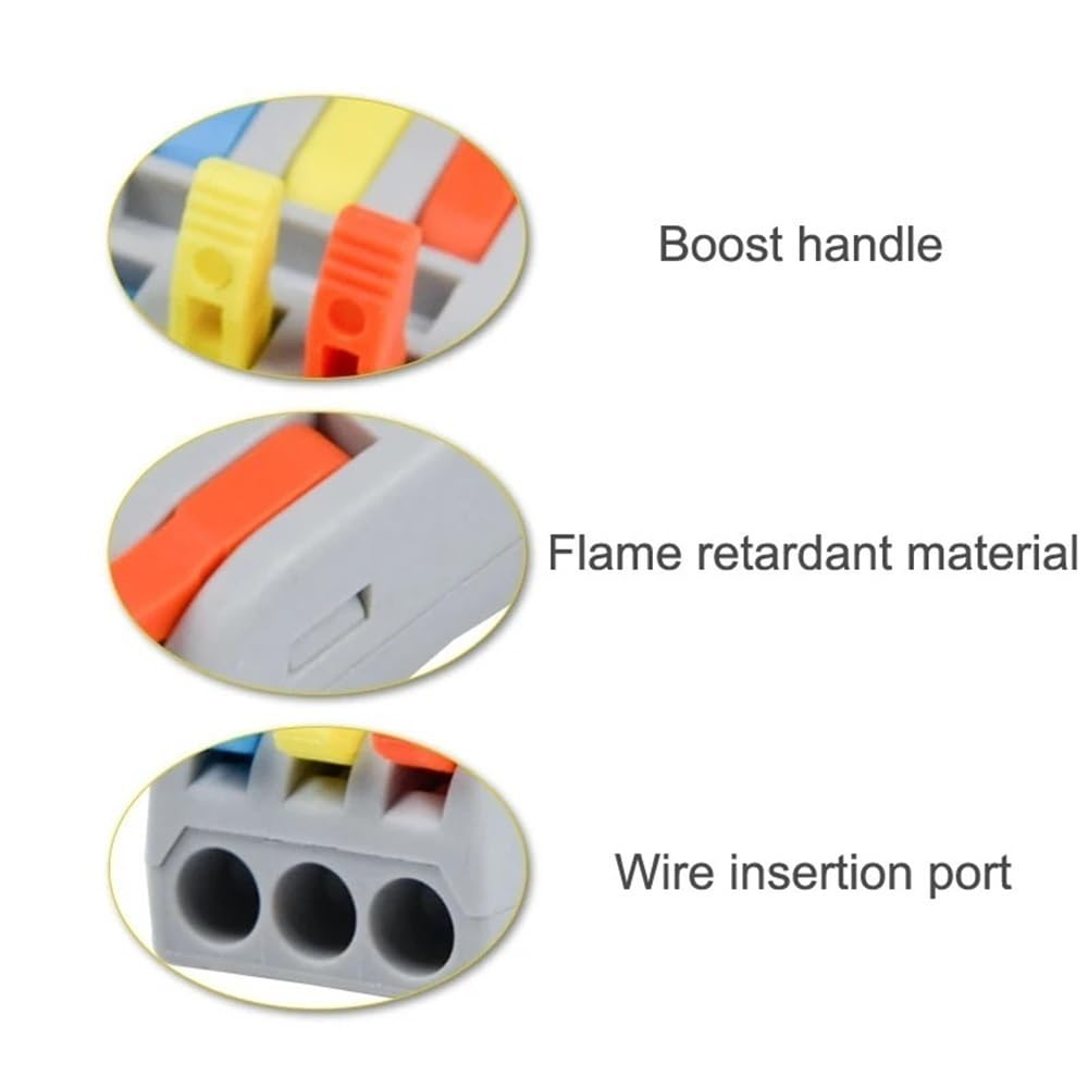 Terminale di connessione rapida 50 pezzi di morsettiera elettrica for illuminazione a pressione, connettori compatti for conduttori a leva, blocco for cavi(2 * 6)
