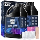 KISREL Epoxy Resin 32OZ - Crystal Clear Epoxy Resin Kit - No Yellowing No Bubble Casting Resin for Art Crafts, Jewelry Making, Wood & Resin Molds(16OZ x 2)