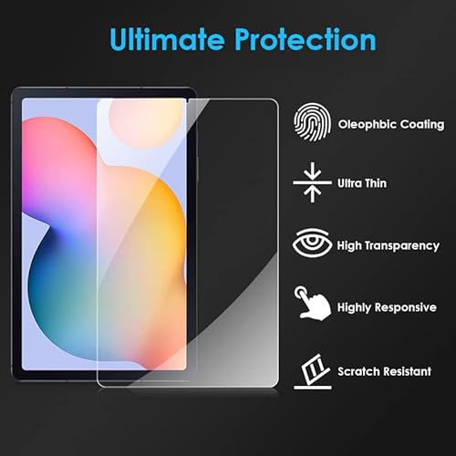 Detuosi 【2-Pack】 Screen Protector For Samsung Galaxy Tab S6 Lite 10.4" 2022/2020 (Sm-P610/ P613/ P615/ P619), Ultra Clear/Easy Install/Anti Fingerprint/Case Friendly/Full Coverage Tempered Glass #TOP2