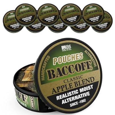10 Cans, BaccOff Apple Pouches, Black Tea Base with Crisp, Sour Apple and Dark, Classic Flavors, 16 Pouches Per Can