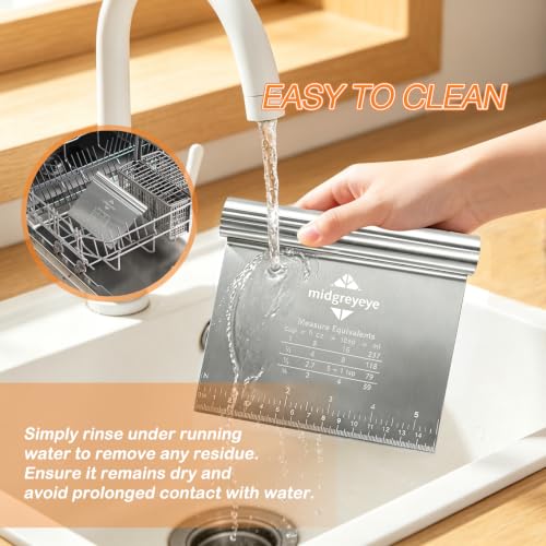 Miniatura 7 de Midgreyeye 2 Rasqueta De Masa De Acero Inoxidable Con Escala De Medición, Raspador De Pizza, Cortador De Masa, Rascador De Cocina Para Tartas, Tartas, Pizza, Utensilios De Hornear 15 12.5cm