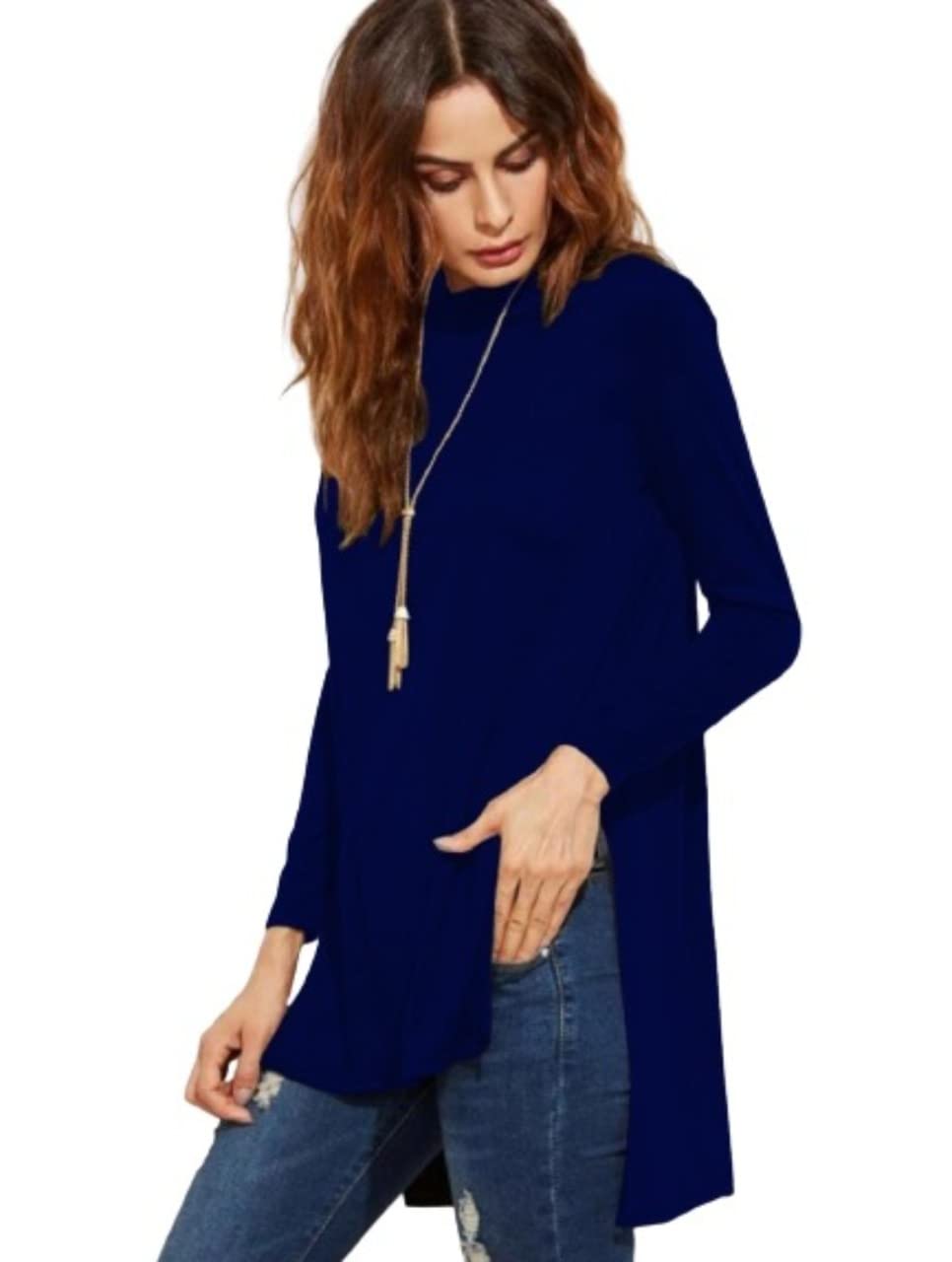 dream beauty fashion Women's High Turtle Neck Long Sleeves Jumper Long Top (Echo)-picture-23