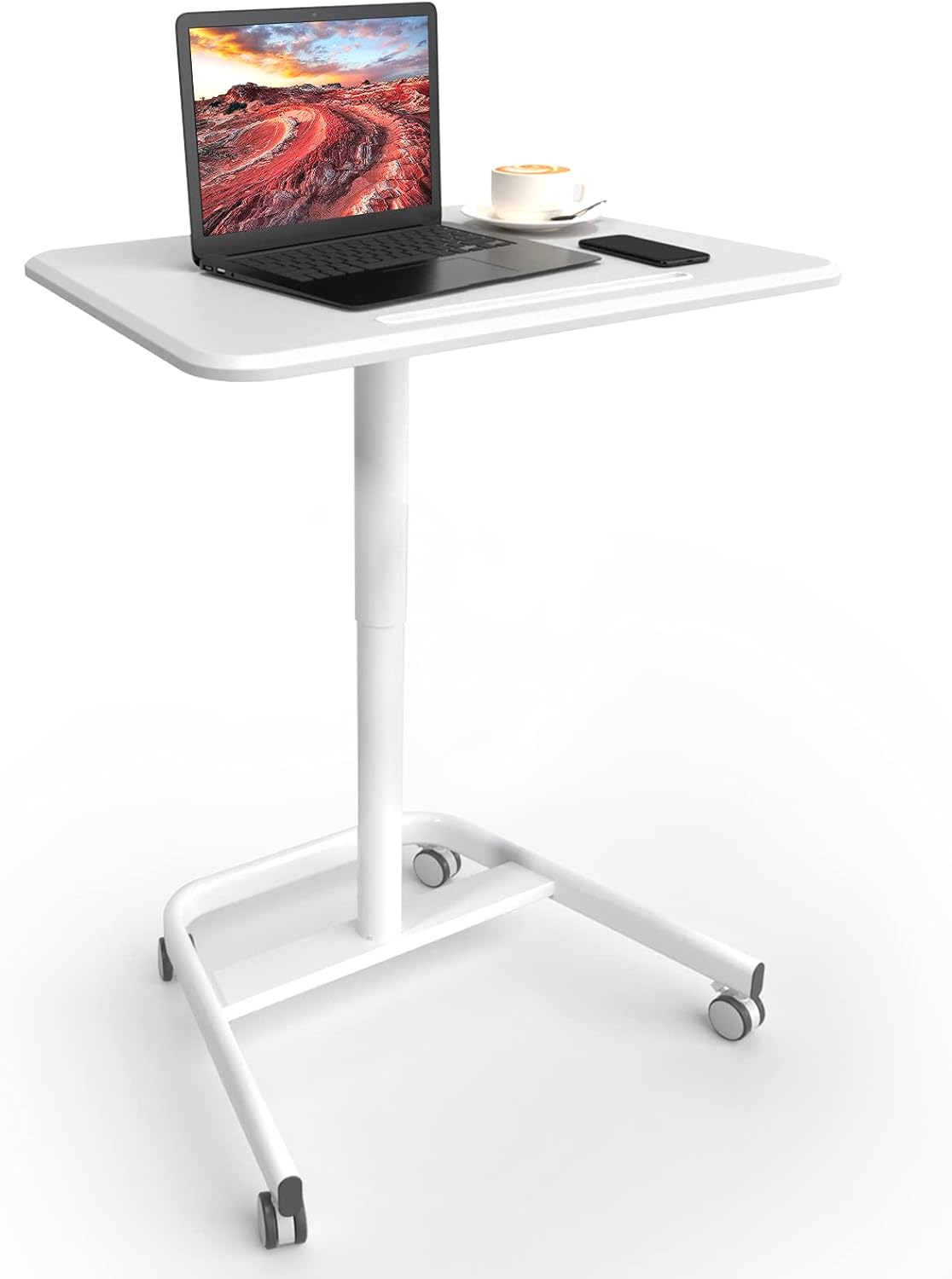 Pneumatic Laptop Standing Desk,Height Adjustable from 29.5" to 43.3" Mobile Computer Workstation,Glorider Rolling Sit-Stand Cart- Mobile Podium Portable Lectern for Home, Office& Classroom: Kitchen & Dining