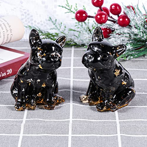 Nupuyai Obsidian French Bulldog Carved Crystal Animal Statue Ornament, Energy Healing Stone Pocket Figurine Resin Home Office Decor - Image 3